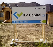 Skid mounted construction sign in Calgary